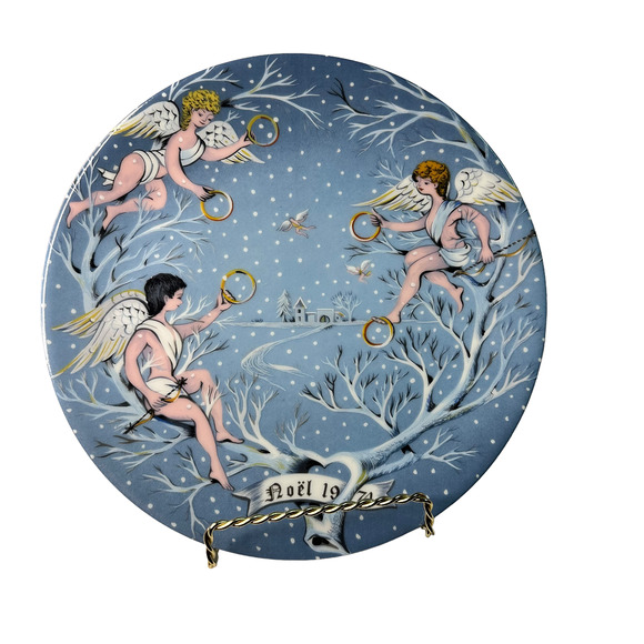 Replacement 1974 Haviland Limoges Plate 12 Days of Christmas, Five Gold RIngs - Picture 1 of 2